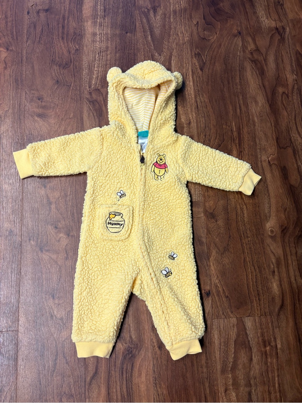 Disney Winnie the Pooh Yellow Sherpa Hooded Coverall 6-9M